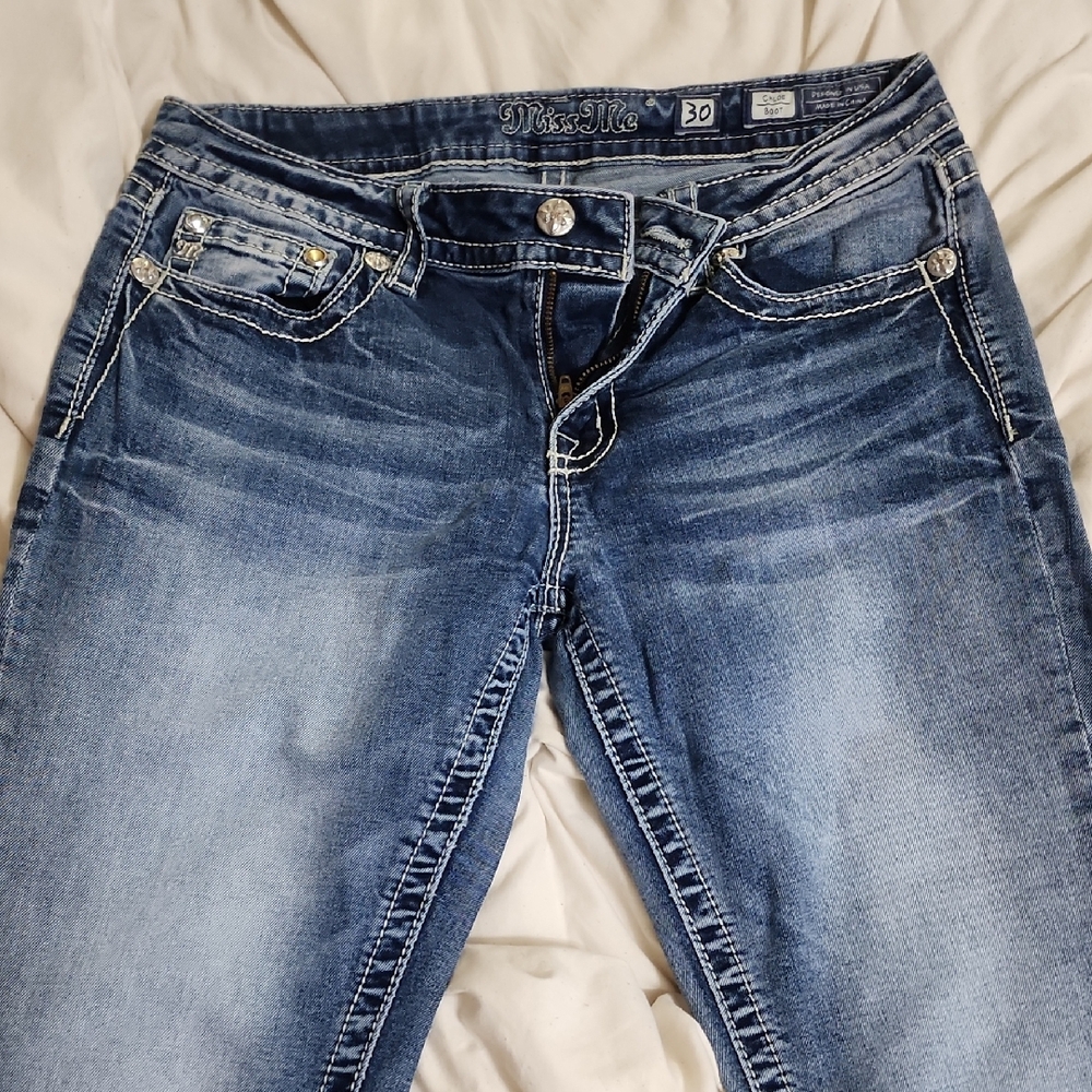 Miss Me Blue Boot Cut Jeans with Fading